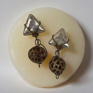Vintage Abra Animal Print Geometric Earrings